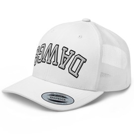 RIVEMUG NX Dawgs Upside Down Embroidered Curved Bill Trucker Hat Mid Crown Adjustable Cap White