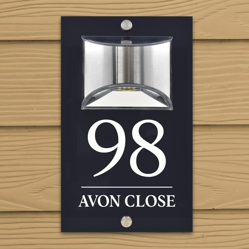 Custom Signs Solar Illuminated Modern Anthracite House Number Sign 24cm