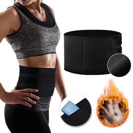 Hually Fitness Belt, Breathable Training Belt, Double Abdomen, Adjustable Female Slimming Shape, Extended Magic Sticker with Sports Waist Support Straps, black