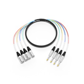 PRORECK 10ft Snake Cable, 4-Channel Shielded Audio Cable 1/4'' TRS to XLR Male, with Color-Marked Connectors for Professional Stage, Studio, and Live (PR-TRS/XLR-4 * 10M)