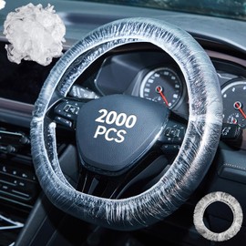 DaisyInner 2000 Pcs Universal Disposable Steering Wheel Cover Plastic Clear Steering Wheel Protectors with Elastic for Car Maintenance, Body Repair Shops and Car Interior Protection