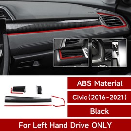 BRMYL Car Dashboard Panel Cover Decals for 2016-2021 Honda Civic 10th Gen Accessories ABS Carbon Fiber Stickers, Not for Sport/Hatchback/Touring