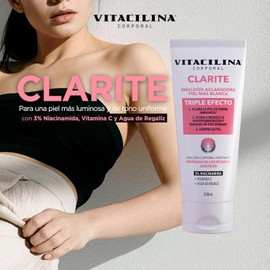 Clarité │ Niacinamida 3% + Vit. C │ 200 ml Emulsión aclaradora con niacinamida, Vitamina C y Agua de Regaliz — triple efecto en 2 semanas, 200 ml