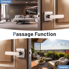 KNOBWELL 6 Pack Satin Nickel Door Handles Interior, Passage Door Levers Heavy Duty, Door Locks for Closet/Hallway, Brushed Nickel Door Knobs Door Lock Set