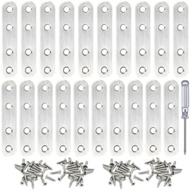 CERICAI 20Pcs Stainless Steel Flat Wood Brackets, 80mm x 17mm x 1.75mm, 4-Hole Design, Easy Installation, Versatile Use