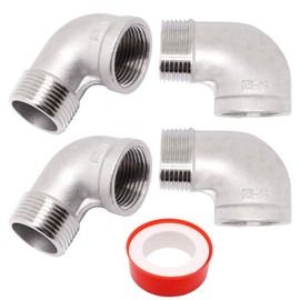 SWZHAI 4PCS 90 Degree Elbow 3/4" NPT Male x 3/4" NPT Female Street Elbow 304 Stainless Steel Pipe Fittings Male to Female Threaded Coupler