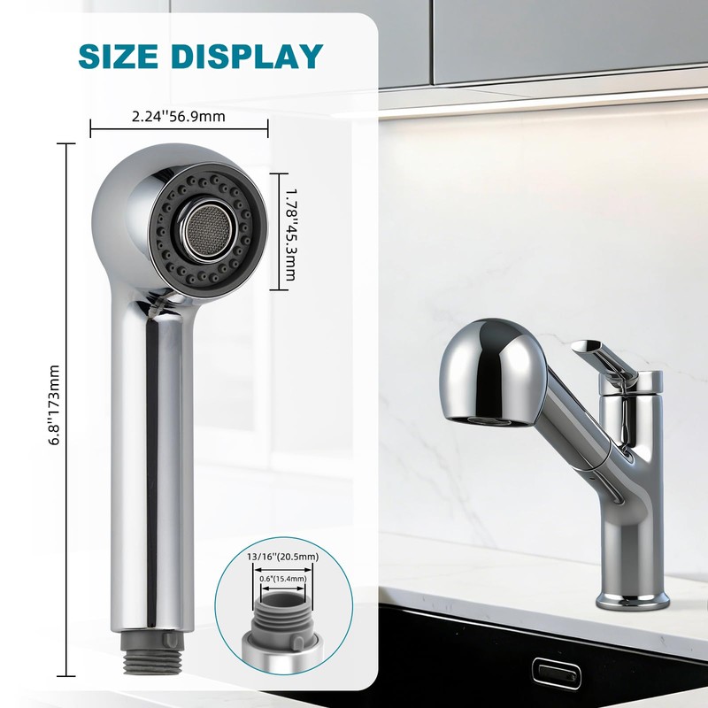 Pull Out Kitchen Faucet Head Replacement, 2 Function Sink Sprayer