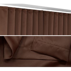 BEAUTEX Opaque Blackout Curtain with Ruffle Tape U-Band, Darkening, Choice of Sizes and Colours, Width 140 cm, Height 175 cm, Dark Brown