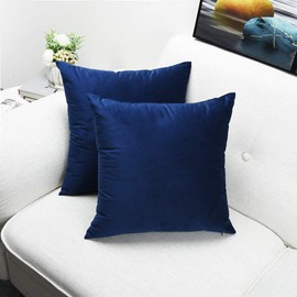 Artaimee Navy Blue Throw Pillow Covers 18x18 Pack of 2 Velvet Sofa Bed Couch Cushion Case 45x45