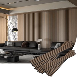 RexTact Wood Panels for Wall,8 Pack 47.24"x7.87" 3D Wall Panels for Interior Wall Decor,Wooden Acoustic Wall Panels,Wood Slat Wall Decor for Interior Wall,Living Room,Office Spaces,Bedroom(Walnut)