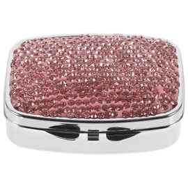 Healvian Organizador De Pastillas De Viaje Pastillero Portátil De 4 Compartimentos Pastillero De Cristal Con Diamantes De Imitación Pastillero Diario Contenedor De Medicina Para Vitamina