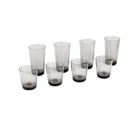 Abode Homewares Simple Premium Plastic Drinkware 8-Piece Set for Indoor or Outdoor Use, with 4 Jumbo and 4 Double Old Fashioned Glasses, Light Gray
