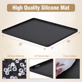 Water Cooler Mat - (22" x 19") Non-Slip Water Cooler Mat with Raised Edge for Foor Protector, Under Water Dispenser Mat Used for Bedrooms, Kitchens,Offices, Bars (Black)