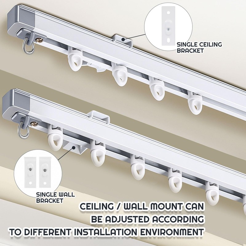 Juexica Retractable Ceiling or Wall Mount Curtain Track 4.3-7.9ft /
