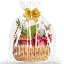 COIDEA 18 Pcs Large Cellophane Bags for Gift Baskets Wrapping Plastic, 30"X40" Gift Basket Wrap, Clear Cellophane Wrap for Birthday, Weddings, Bridal Baby Showers, Gift Giving(Ribbon Not Included)