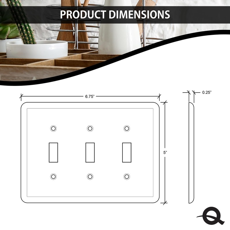 Questech Light Switch Cover, Triple Toggle Wall Plate for Electrical