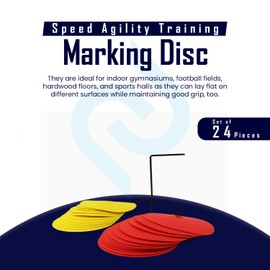 Splay Set of 24 Round Rubber Marking Flat Disc | 24 Multi-Colored Rubber Disks for Agility Training | Anti-Slip Non Slip Indoor & Outdoor Field Marking Equipment Preschool Kids & Teachers. Full Sized