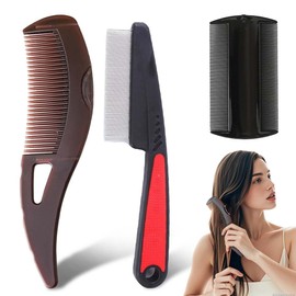 NHQZ 3-teiliges Set aus Anti-Schuppen-Kamm, Edelstahl-Feinzahnkamm, Kopfhaut-Psoriasis-Kamm, Anti-Schuppen-Kamm, Kopfhaut-Entgiftungskamm, Läusekamm