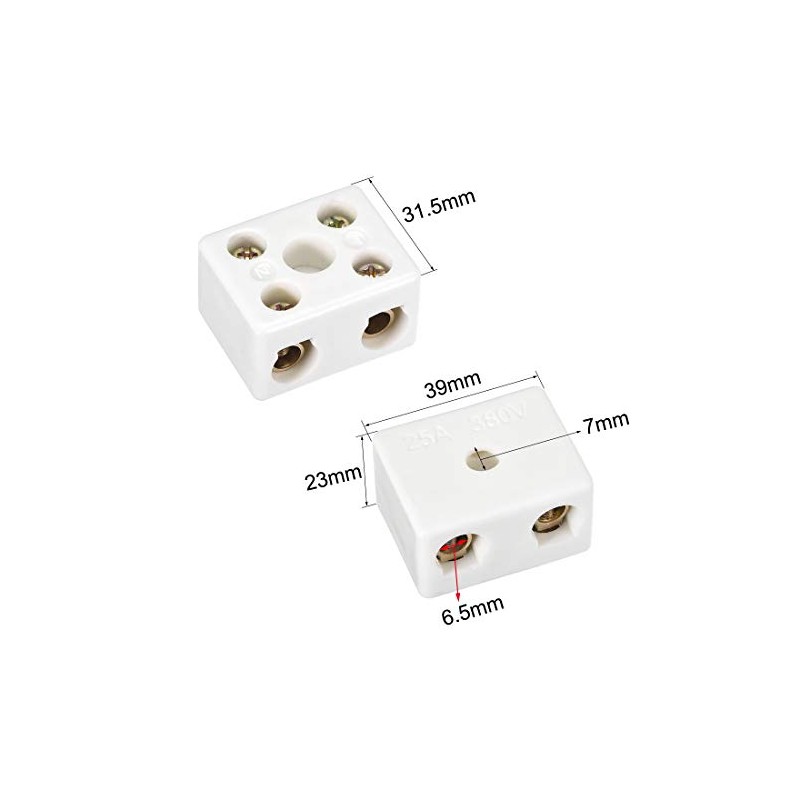 uxcell 2 Way Ceramics Terminal Blocks High Temp Porcelain Ceramic