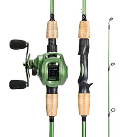 Sougayilang Fishing Rod Reel Combos, Graphite 2Pc Blanks Fishing Pole with Casting & Spinning Reel, Stainless Steel Guides- Casting 6'0" with Left Reel