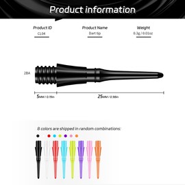CyeeLife Plastic Dart Tips, Pack of 100, 2BA Thread, Extremely Stable Soft Dart Tips, 8 Colours Mix