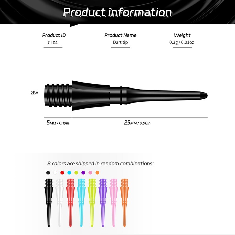 CyeeLife Plastic Dart Tips, Pack of 100, 2BA Thread, Extremely