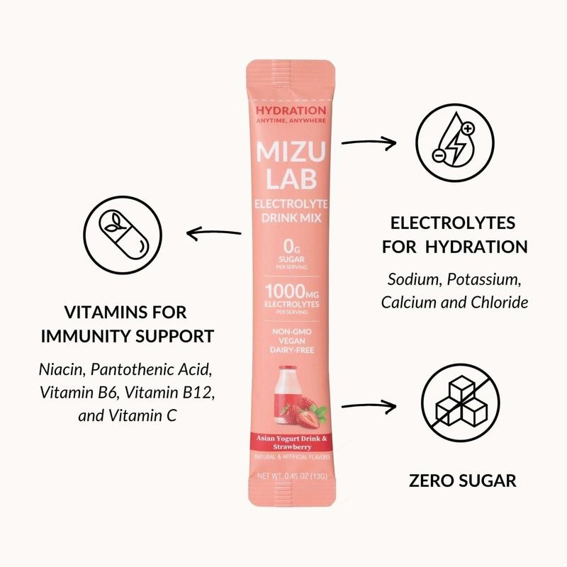 Asian Yogurt & Strawberry Electrolyte Drink Mix – Zero Sugar,