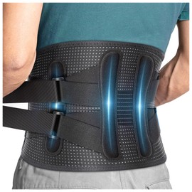 FALCOFIT Back Brace For Lower Back Pain, With 4 Metal Supports, Four Elastic Bands, Breathable & Strong Support, Effectively Relieve Your Pain, Suitable For Herniated Disc, Sciatica, Scoliosis (M)