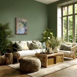 QWETTY666 Framed Vintage Impressionist Landscape Wall Art Rustic Farmhouse Colorful Flowers Picture Wall Decor French Country Style Wildflower Pastel Oil Painting Print 16x24in Ready to Hang