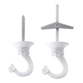 GDQLCNXB 2 Sets 55mm/2.17" Ceiling Metal Ceiling Hooks, Heavy Duty Swag Ceiling Hooks with Hardware for Hanging Plants/Chandeliers/Wind Chimes/Ornament (White)