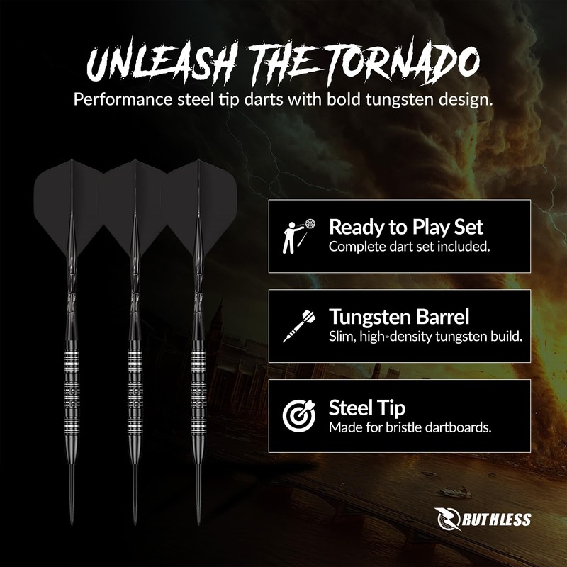 RUTHLESS | Tornado | Steel Tip Darts | 90% Tungsten