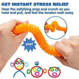 JOYIN 36 Pack Pop Tubes, Fidget Tubes Party Favors - 9 Colores, s, Conectable y Extensible para aliviar el estrés - Perfecto para la Fiesta, el Intercambio de Aula, la Escuela de recompensa