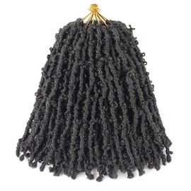 GUOHUI Super Light Butterfly Locs Crochet Hair 10 Inch 6 Packs Pre-Looped Soft Distressed Faux Locs Braids for Women Kids (10 Inch,2#)