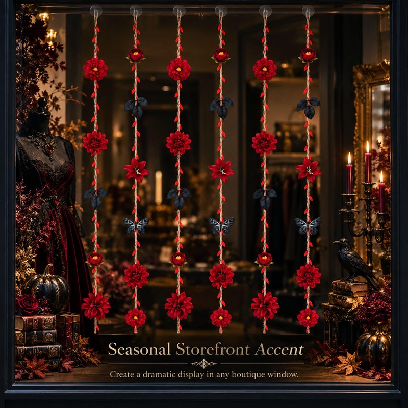 6-Pack 59-in Artificial Flower Garlands, Burgundy Halloween