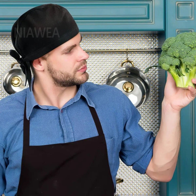 6pzs Gorro Cofia Para Chef Cocinero Estilo Turbante Unisex