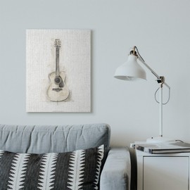 Stupell Industries Acoustic Guitar Watercolor Drawing Canvas Wall Art, 24 x 30, Design by Artist Ethan Harper
