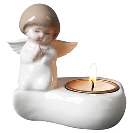 Tealight Candle Holder, Ceramic Angel Candle Holder for Table Display, Decorative Candle Sticks Holder, Tea Light Holder Gift for Party, Thanksgiving & Housewarming (Candle not Included)