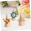 10pcs Diy Cone Craft Accessories Unpainted Wooden Cone Shape Ornaments