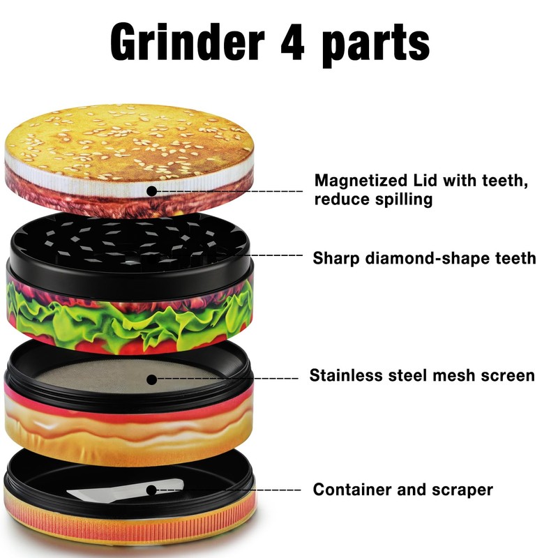 Spespo Herb Grinders, Large Spice Crusher 63mm, 4 Layers Metal