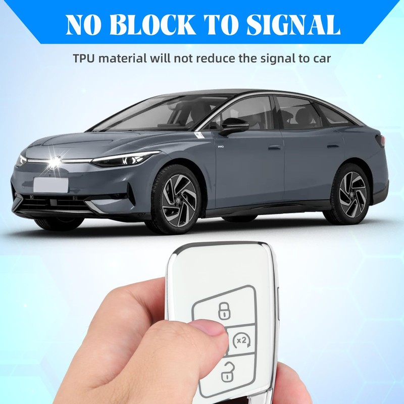 QBUC for Volkswagen Key Fob Cover,5 Buttons Soft TPU Protection