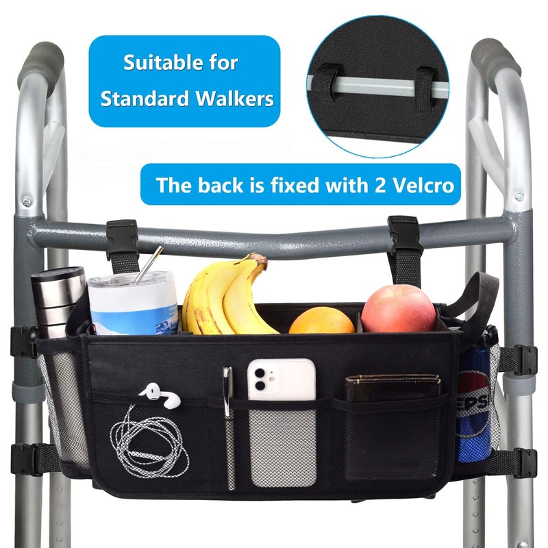 Riyitauto Upgraded Walker Basket Walker Accessories with Cup Holder, Fit