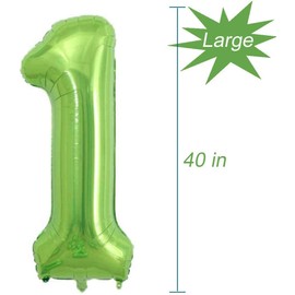 Tellpet Birthday Number Balloons, Number 1 Balloon, Green Foil Mylar Balloons, 40 Inch