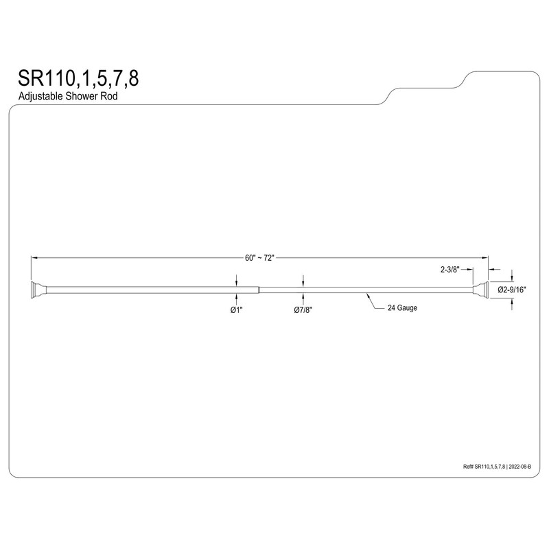 Kingston Brass SR117 Edenscape 60"-72" Stainless Steel Adjustable Tension Shower