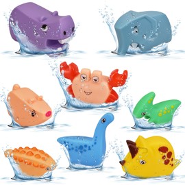 Hayoom Baby Bath Toys for 6-12 Months, Floating Animals Bath Toys (8PCS), Toddler Soft Bath Toys for 2 Year Olds, Sensory Learning Bath Toys for 1+ Year Old Boys Girls
