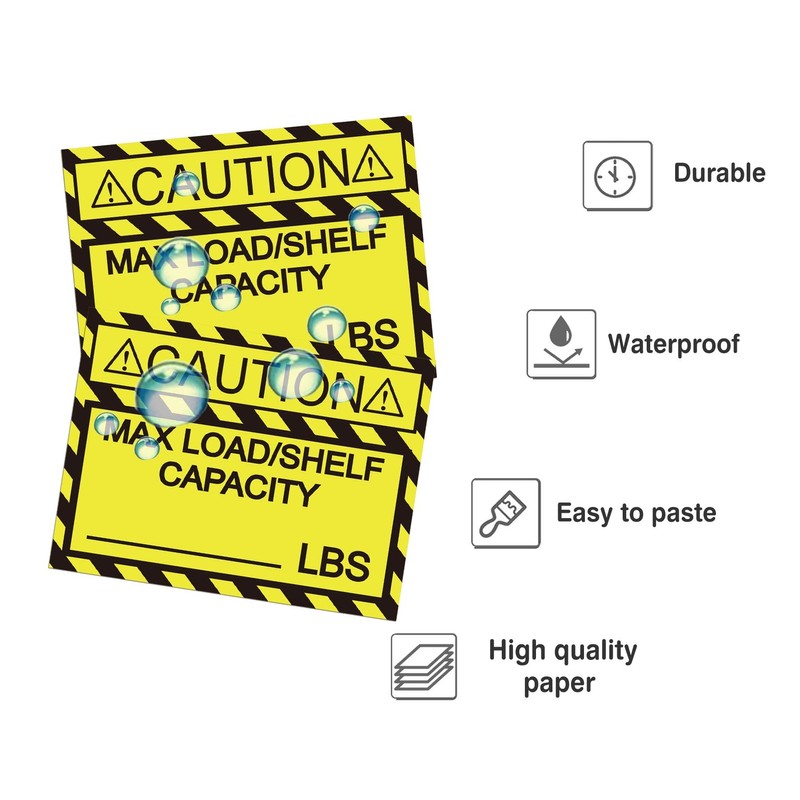 Pallet Rack Capacity Labels 3×4 Inch Caution MAX Load/Shelf LBS