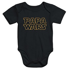 MoonWorks Papa Wars Short-Sleeved Baby Bodysuit Organic Cotton, black
