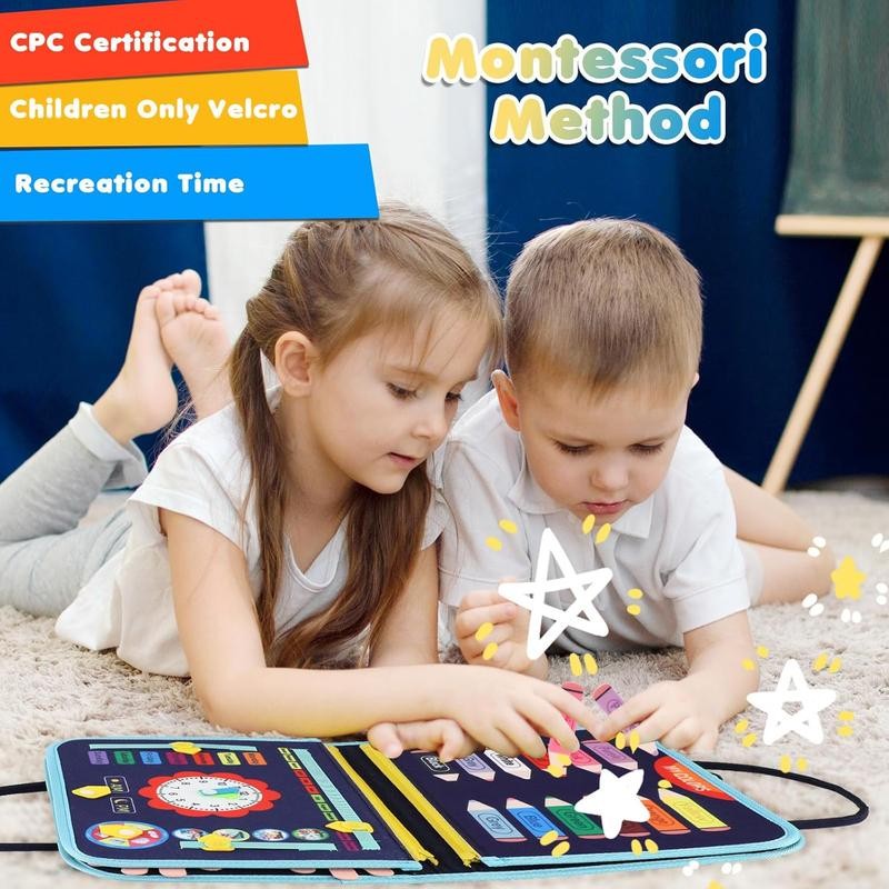 Toddler Learning Busy Board – Montessori Sensory Toy & Travel