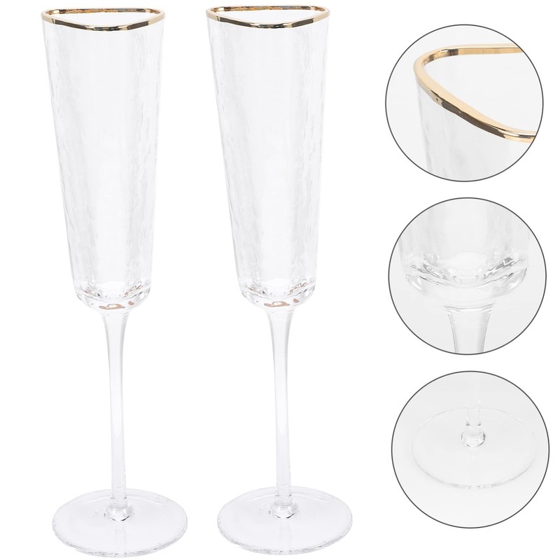GRIRIW Glamorous Wedding Flutes 2pcs Crystal Glasses Perfect for Toasting