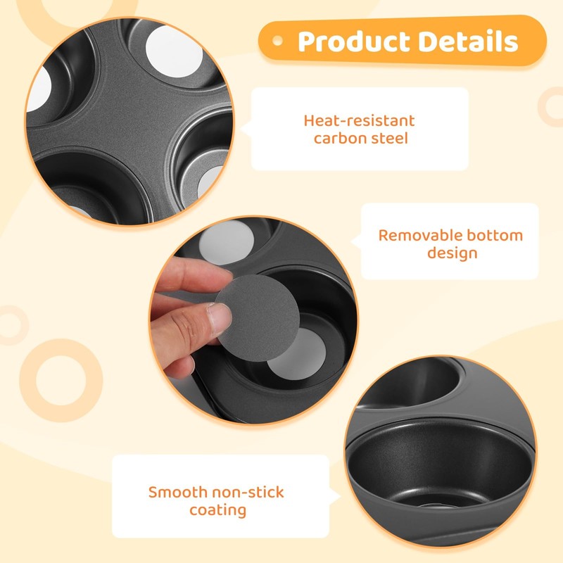 Tideme 2 Pcs Mini Cheesecake Pans, 12-Cavity Muffin Cupcake Pans