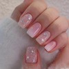 24 Pcs Pink Press on Nails Short Square WLGDLH Fake